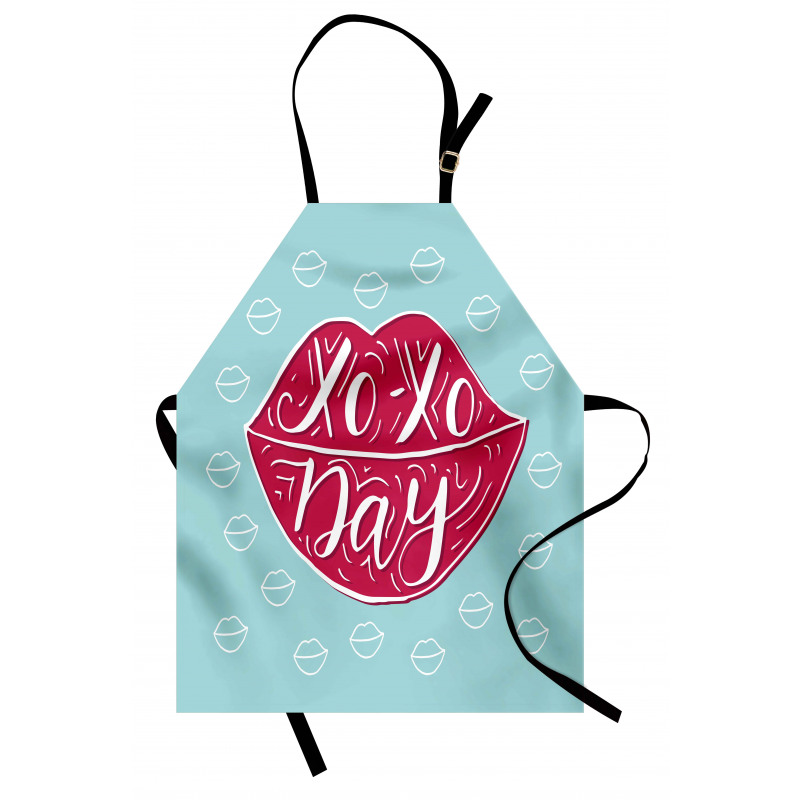 Woman Lips and Phrase Kisses Apron