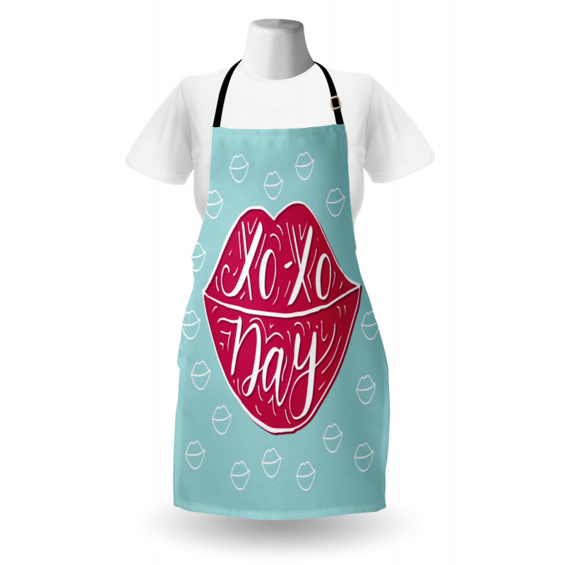 Woman Lips and Phrase Kisses Apron