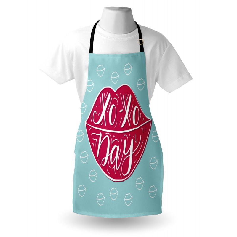 Woman Lips and Phrase Kisses Apron