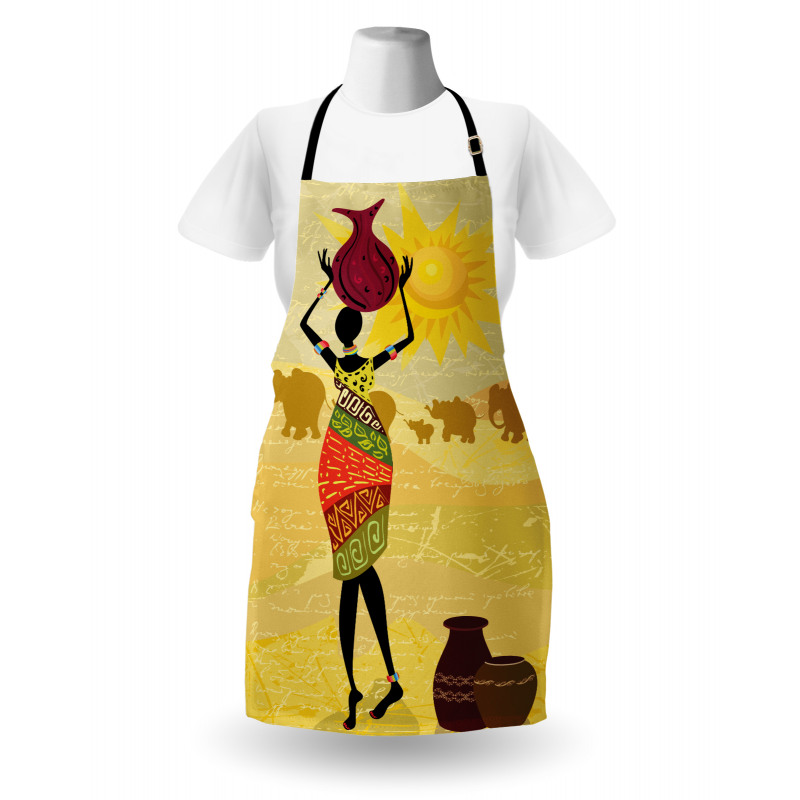 Elephants Sun Art Apron