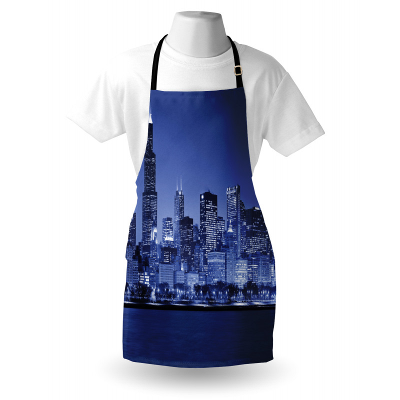 Chicago Skyline Night Apron