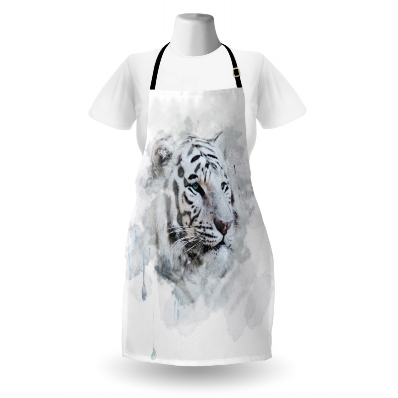 White Tiger Portrait Apron