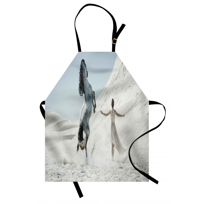 Lady with White Horse Apron