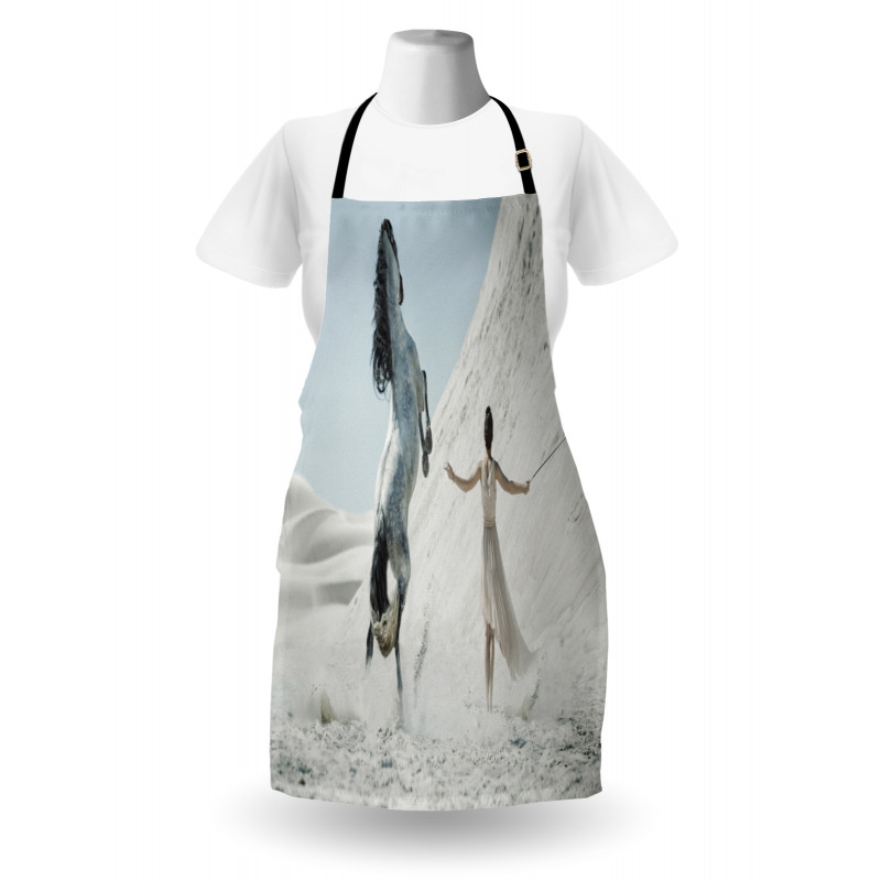 Lady with White Horse Apron