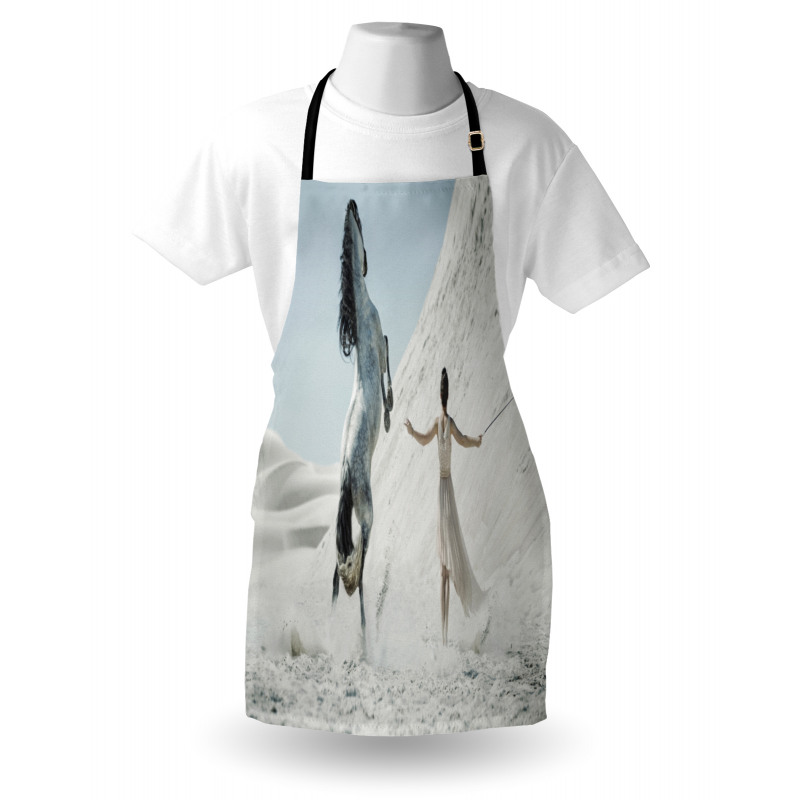 Lady with White Horse Apron