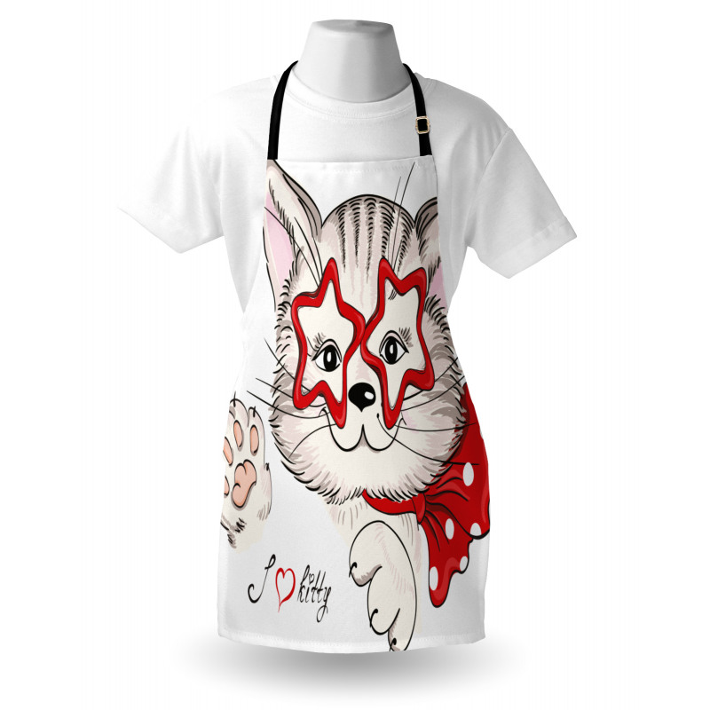 Cat Star Glasses Funny Apron