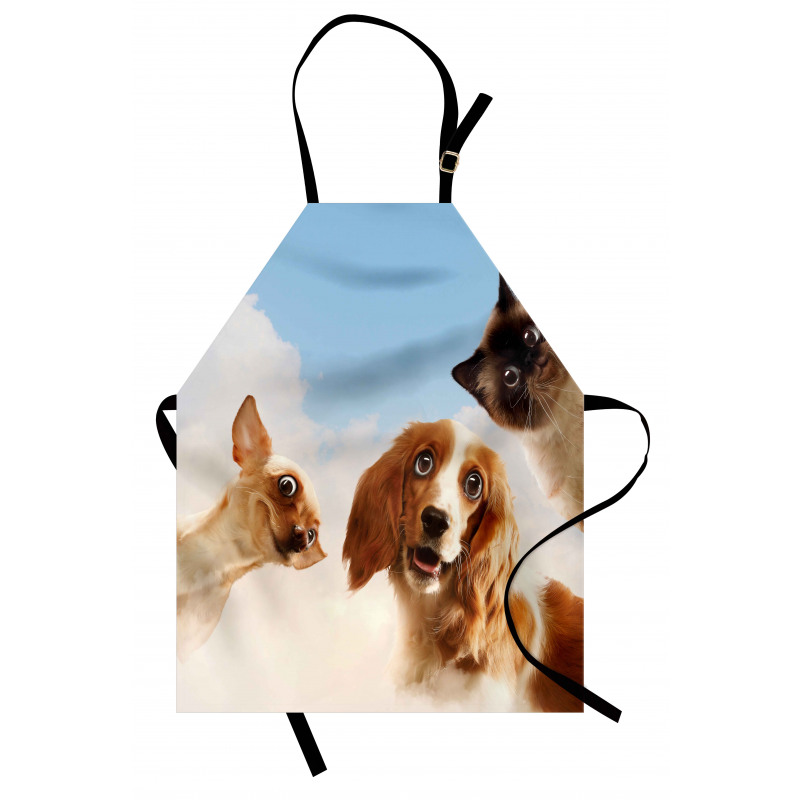 Cats Dogs in Sky Clouds Apron