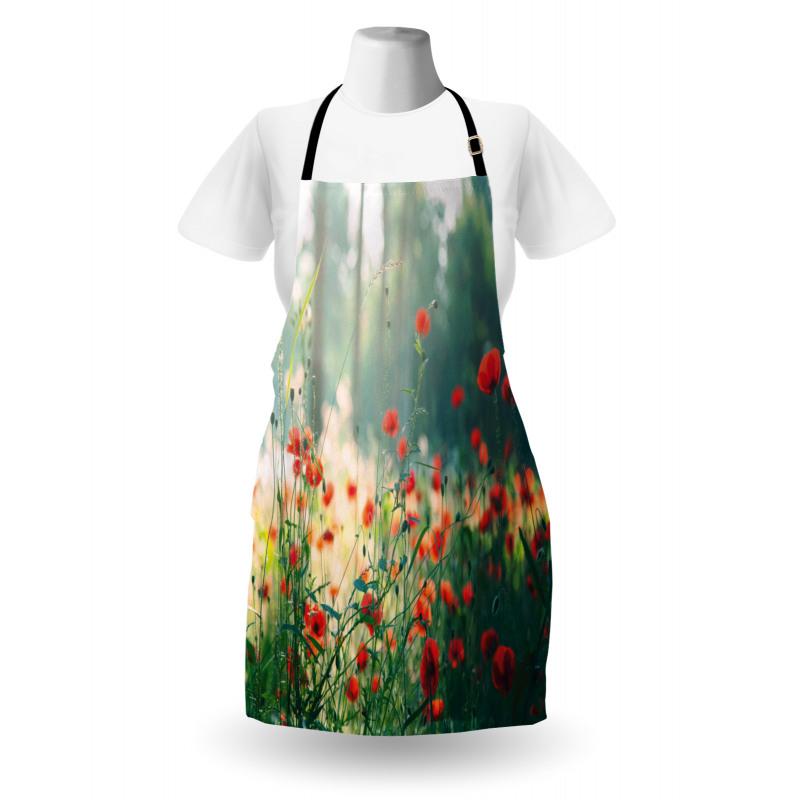 Wild Red Poppy Field Apron