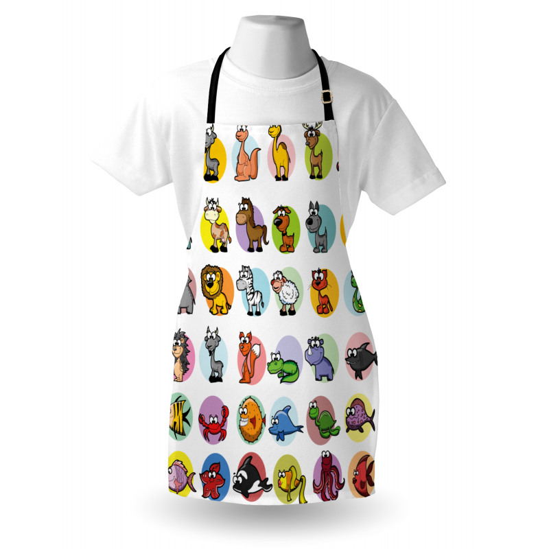 Funny Cartoon Animals Set Apron