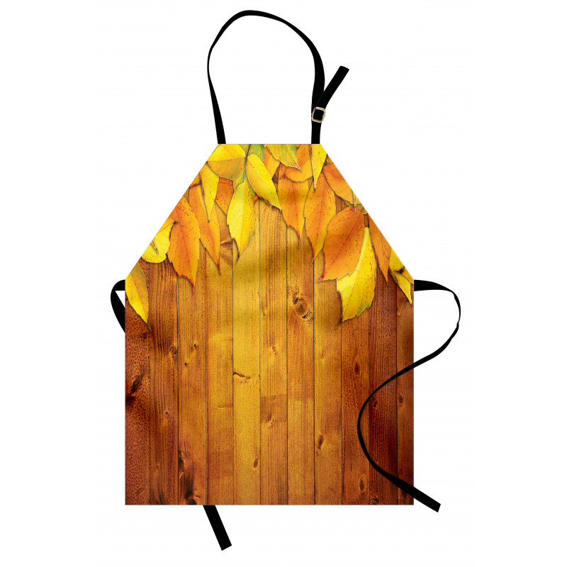 Leaves on Wooden Planks Apron