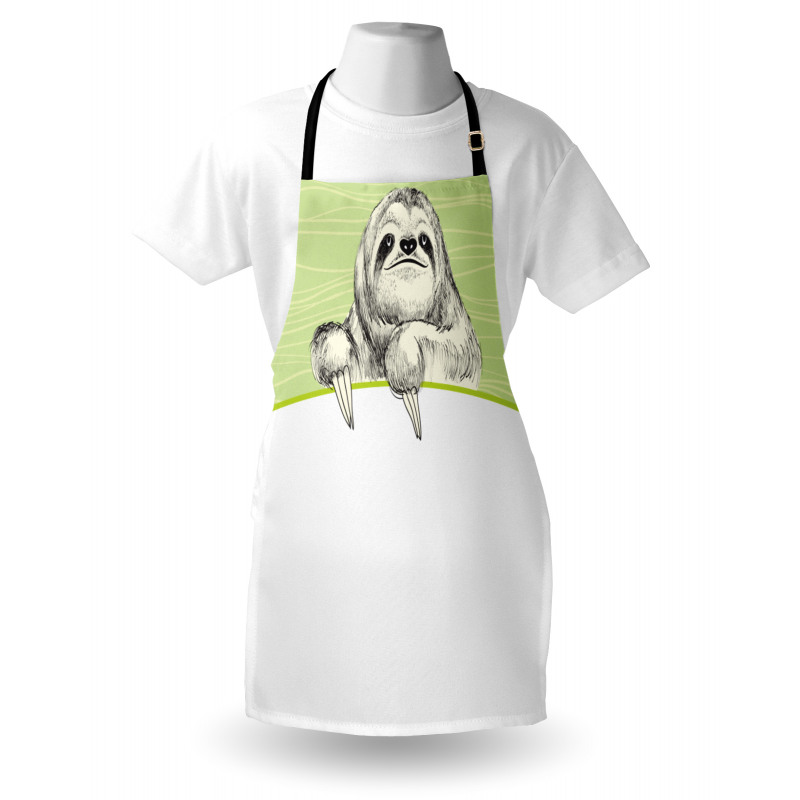 Idle Sloth Abstract Green Apron