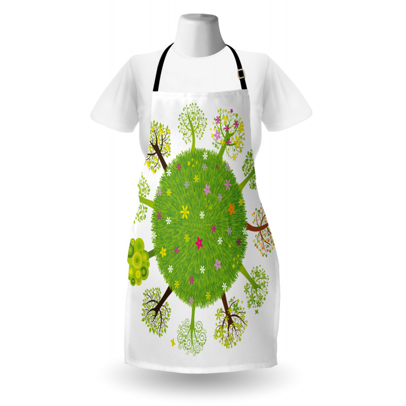 Various Green Trees Bloom Apron