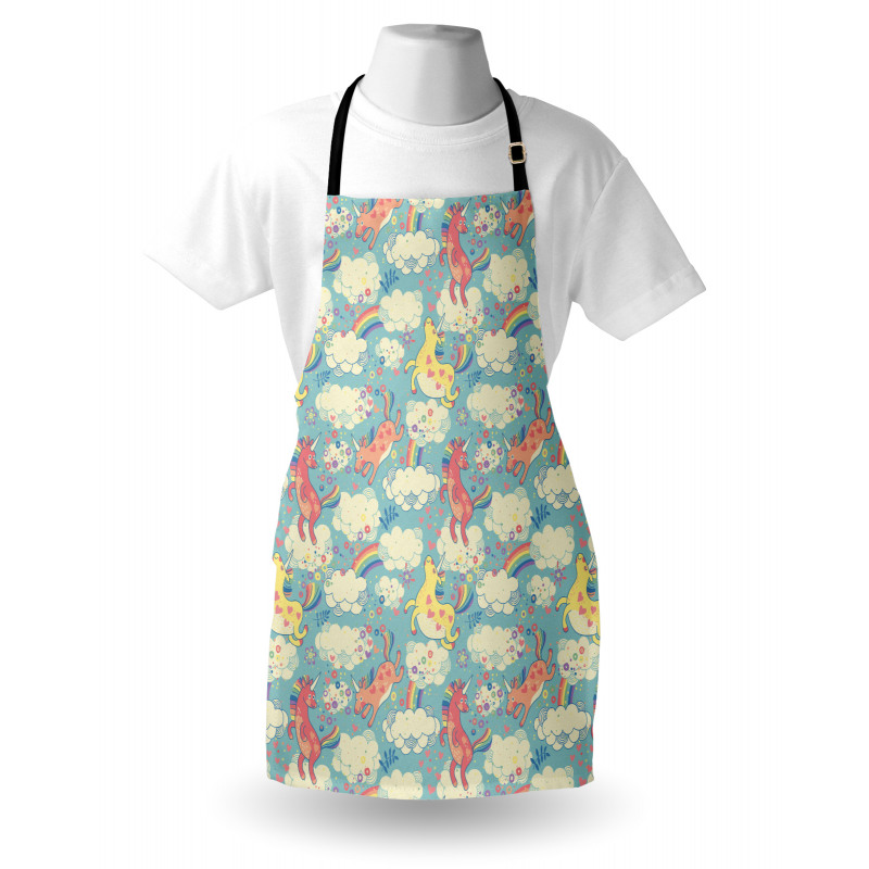 Rainbow Unicorns in Sky Apron