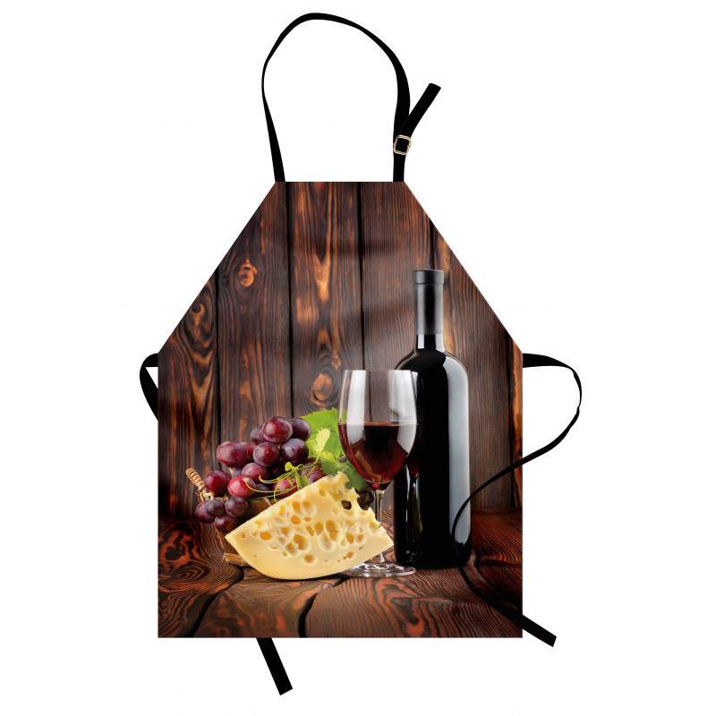 Romantik Mutfak Önlüğü Üzüm ve Şarap Kadehi