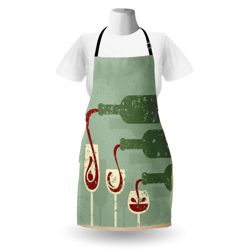 Grunge Retro Wine Pouring Apron