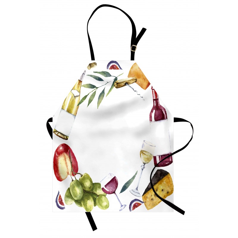 Watercolor Food Wine Frame Apron