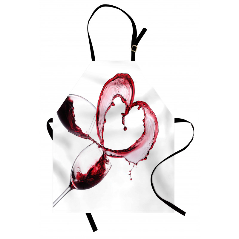 Romantik Mutfak Önlüğü Kalpli Şarap