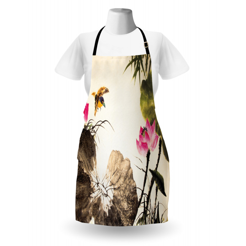 Bird Jumping into Lotus Apron