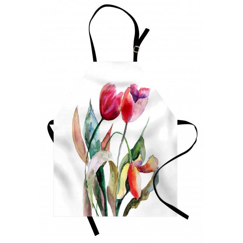 Watercolor Tulip Flowers Apron