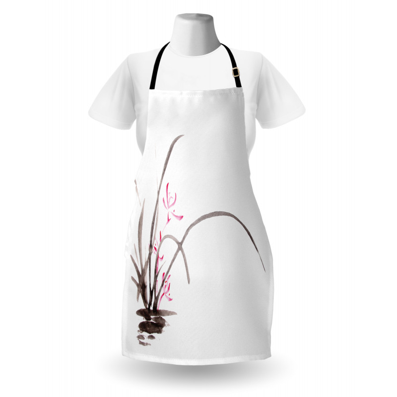 Traditional Ink Orchid Apron