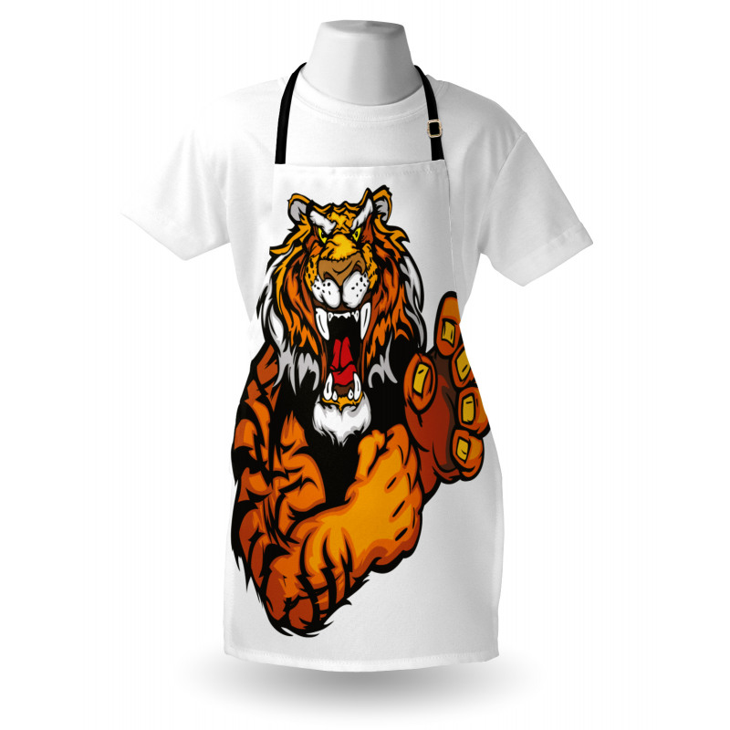 Cartoon Angry Wild Cat Apron