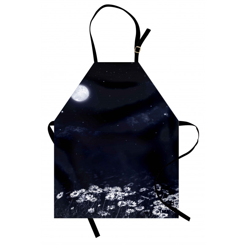 Dark Night White Daisies Apron