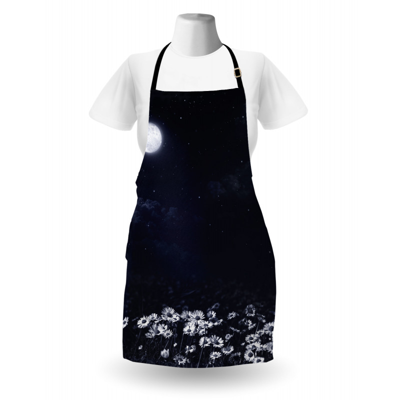 Dark Night White Daisies Apron