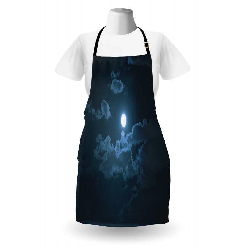 Full Moon Dark Clouds Fog Apron