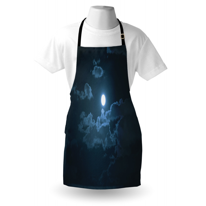 Full Moon Dark Clouds Fog Apron