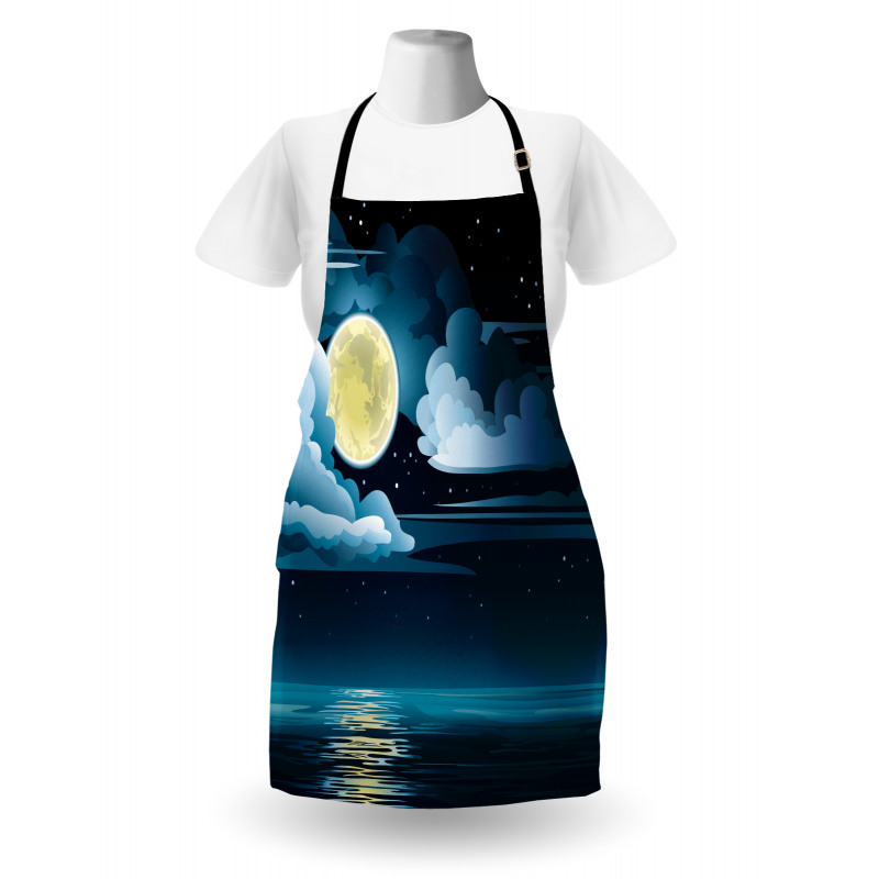 Clouds Full Moon Stars Apron