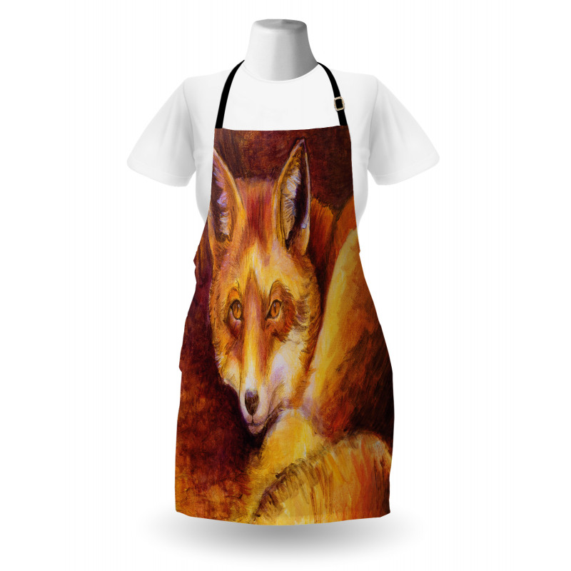 Vibrant Art Fox Resting Apron