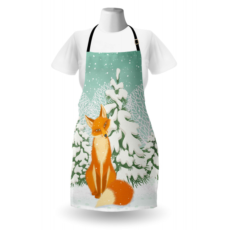 Red Fox Winter Forest Xmas Apron