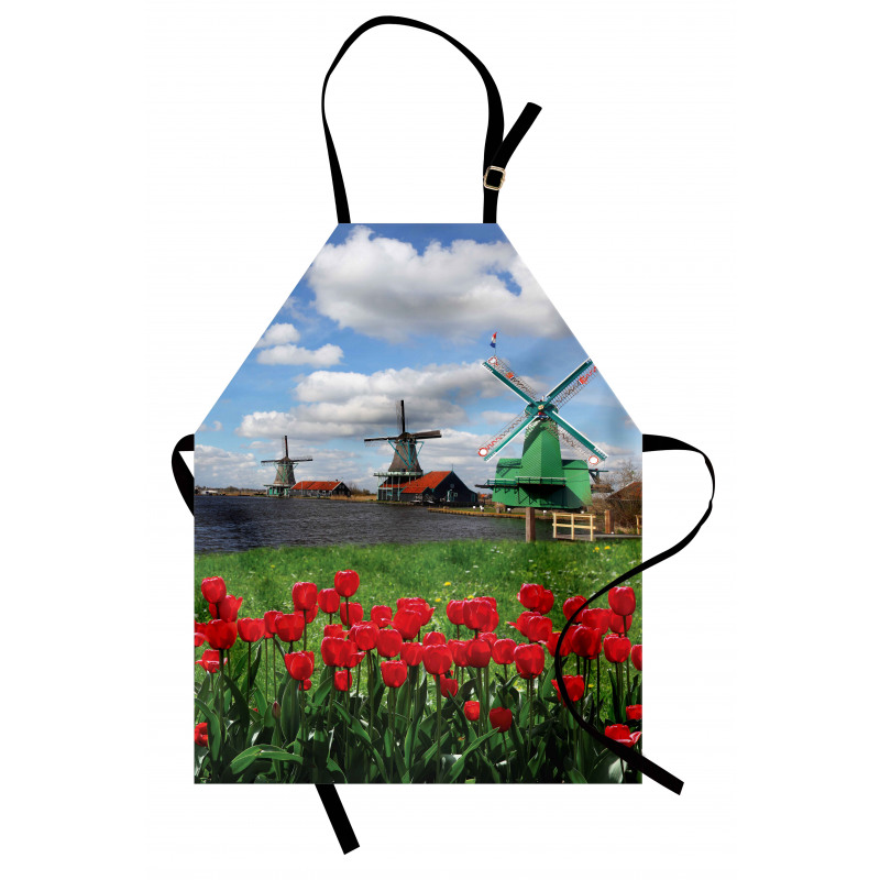 Red Color Tulips Field Apron