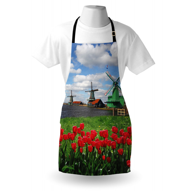 Red Color Tulips Field Apron