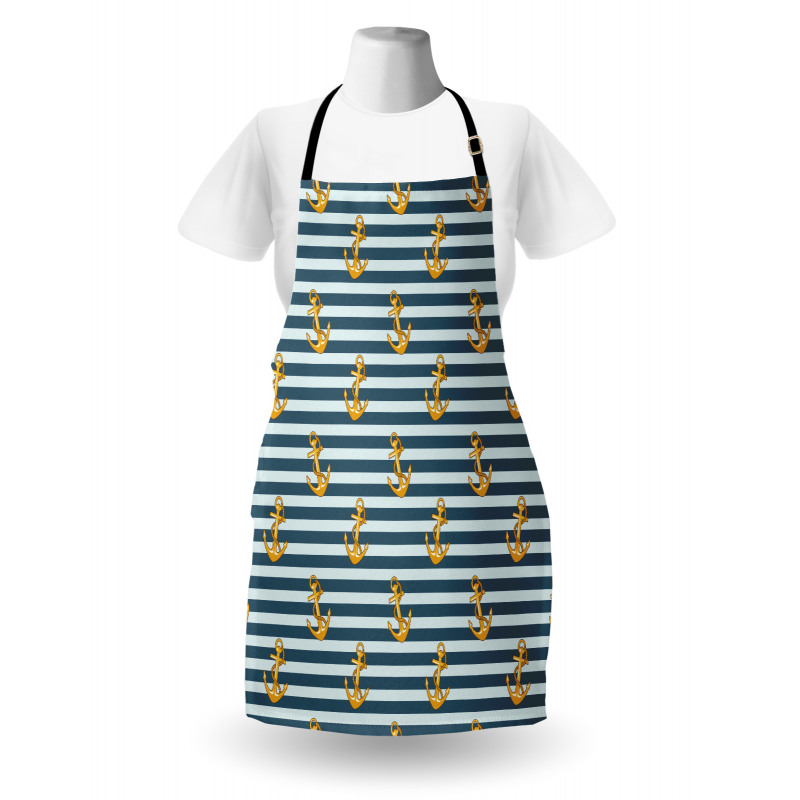 Denizci Mutfak Önlüğü Sarı Çapa Desenli