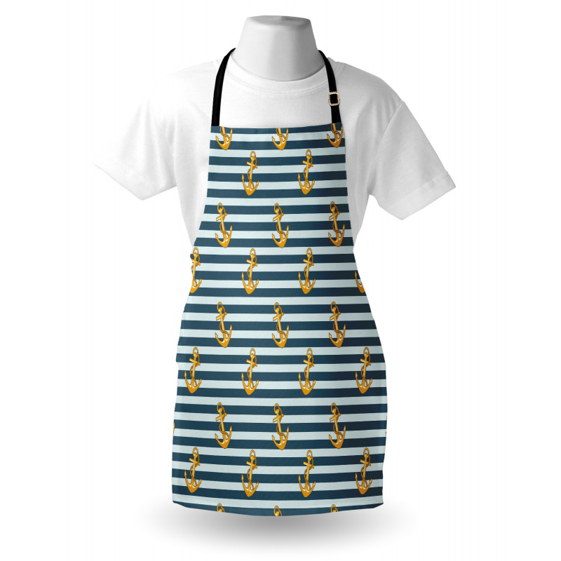 Denizci Mutfak Önlüğü Sarı Çapa Desenli