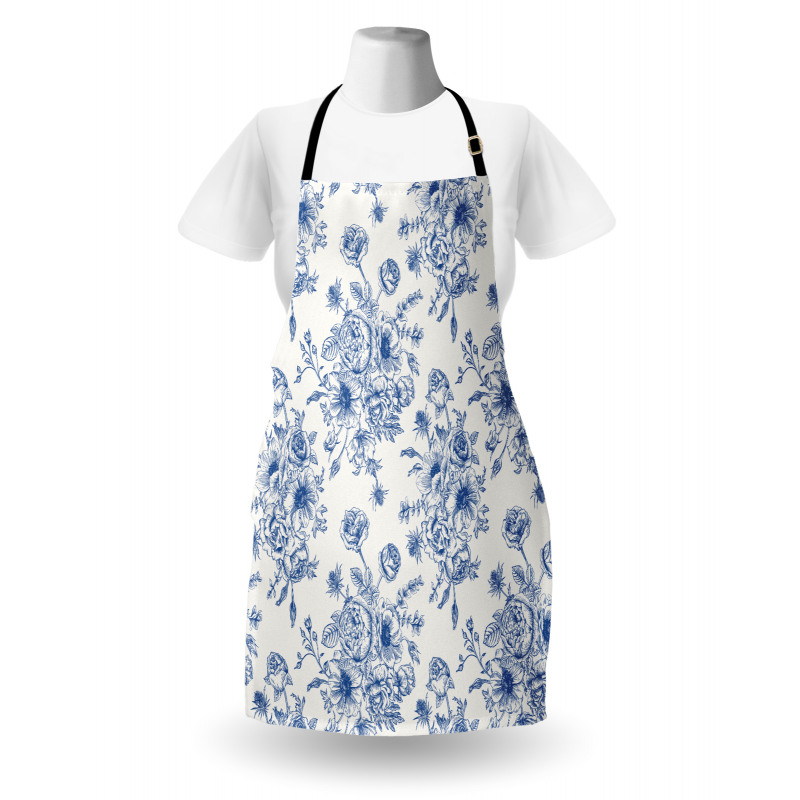 Blue Floral Corsage Apron