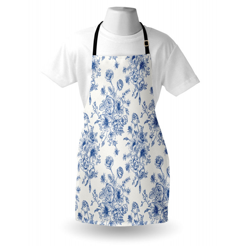 Blue Floral Corsage Apron