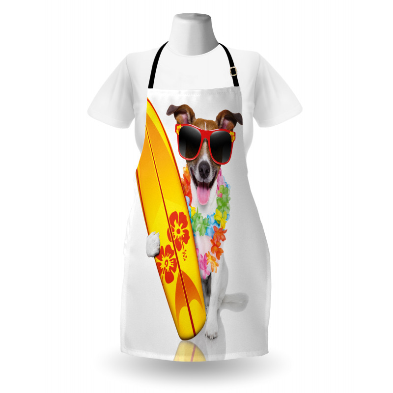Hayvan  Mutfak Önlüğü Sörfçü Köpek Desenli