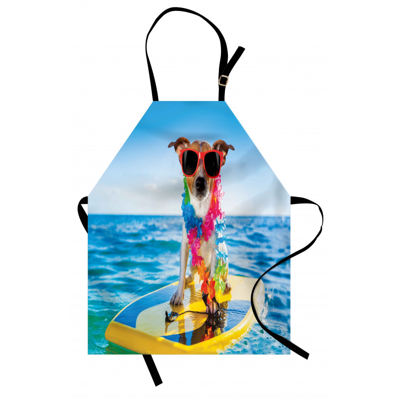Deniz ve Okyanus Mutfak Önlüğü Sörfçü Köpek