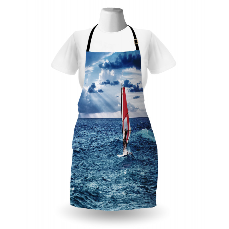 Deniz ve Okyanus Mutfak Önlüğü Kırmızı Sörf Tahtası