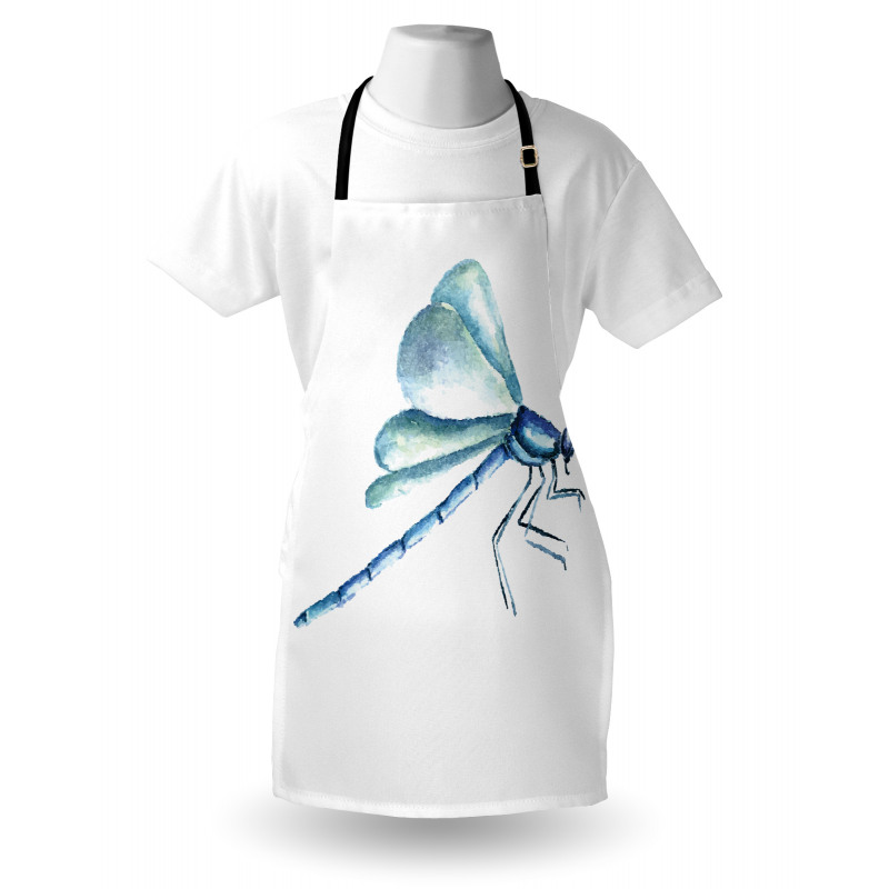 Kelebek ve Yusufçuk Mutfak Önlüğü Sulu Boya Desenli