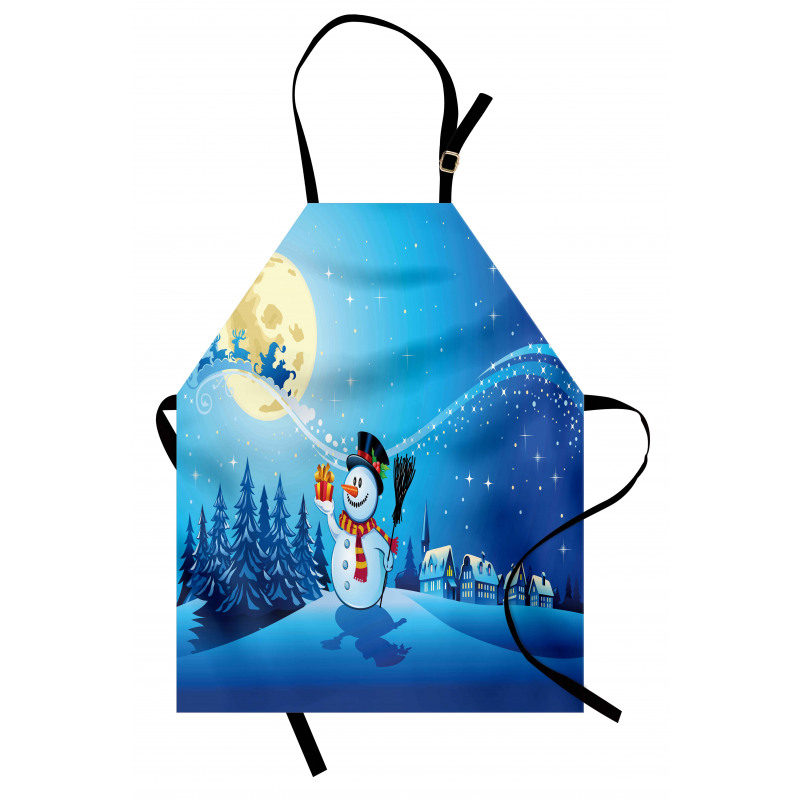 Snowy Land Pines Moon Apron