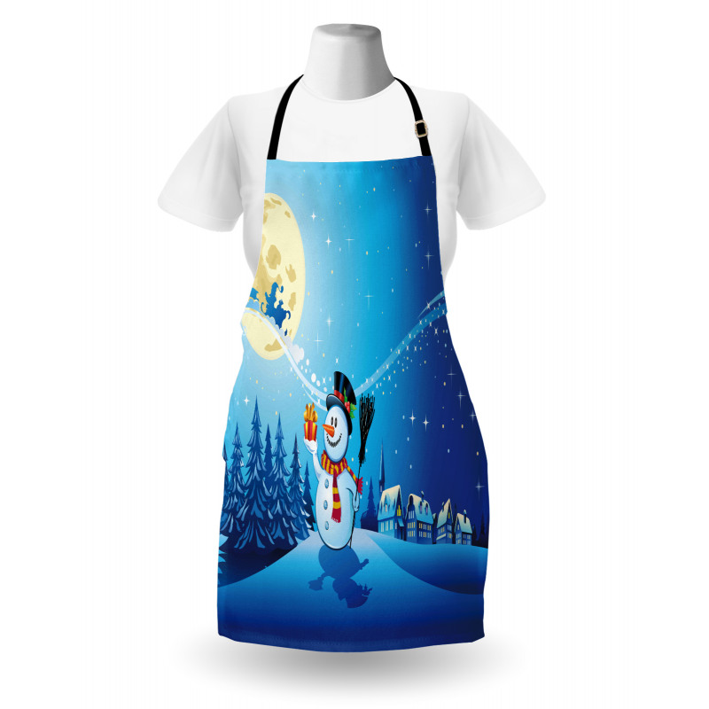 Snowy Land Pines Moon Apron