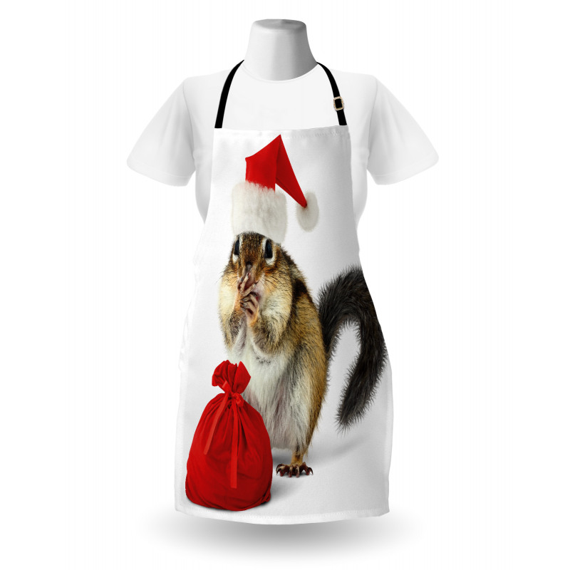 Chipmunk in Santa Hat Apron