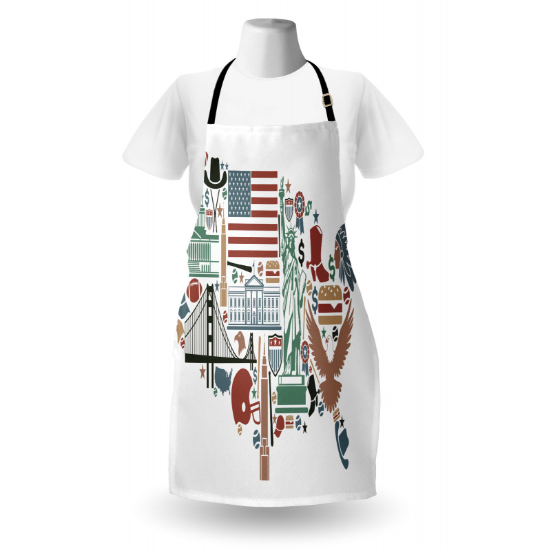 Travel Landmarks USA Flag Apron