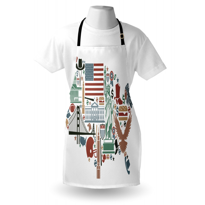 Travel Landmarks USA Flag Apron