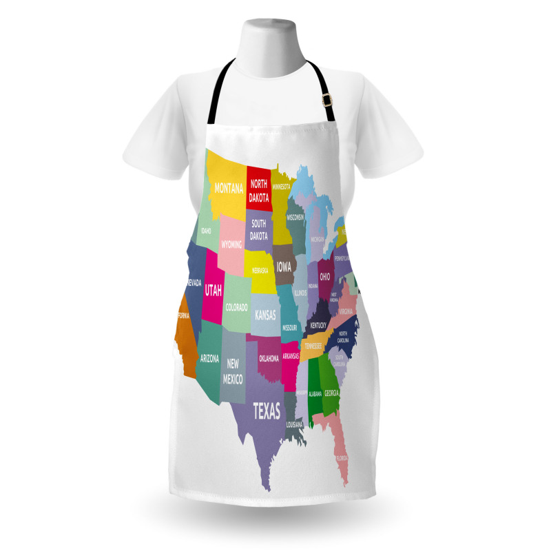 Haritalar Mutfak Önlüğü ABD Renkli Harita