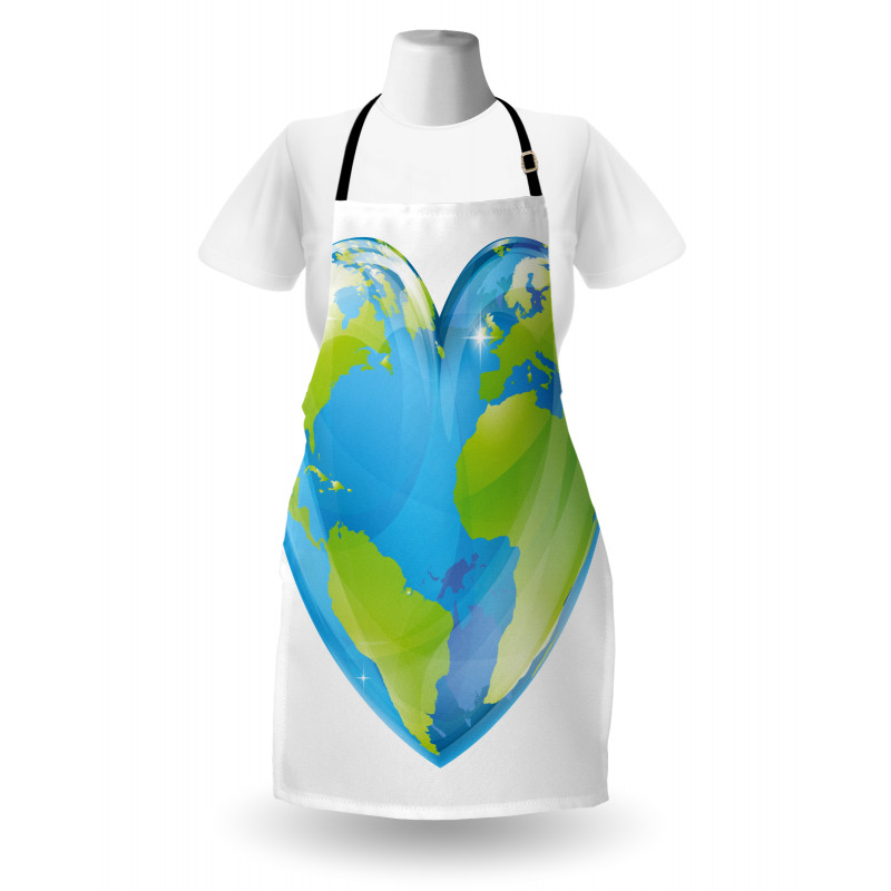 Vibrant Globe Heart Shape Apron