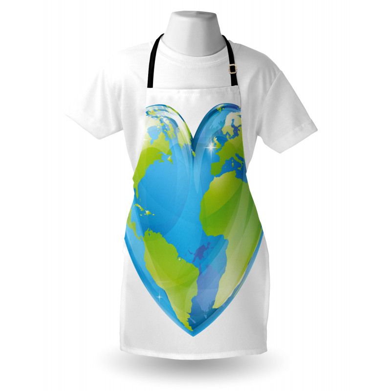 Vibrant Globe Heart Shape Apron